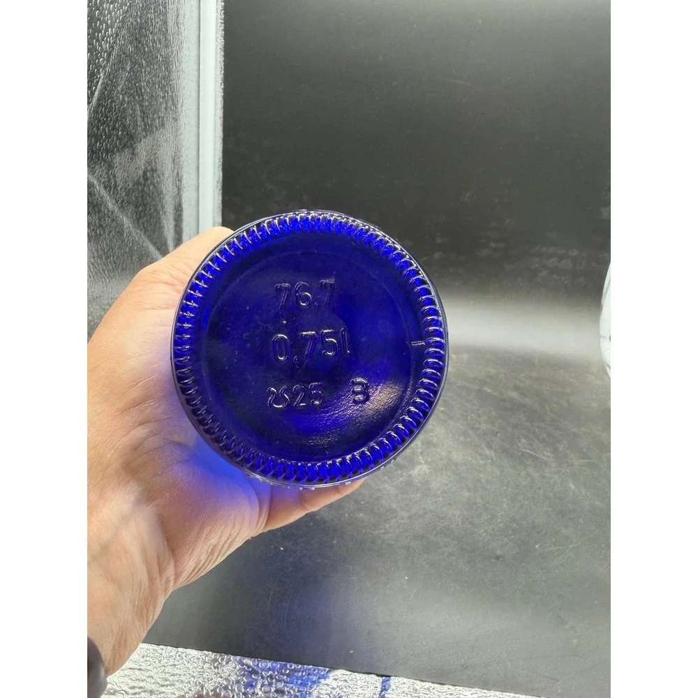 Vintage Cobalt Blue Glass Wine Bottle 750ml Decorative Vase Home Decor 12 inch